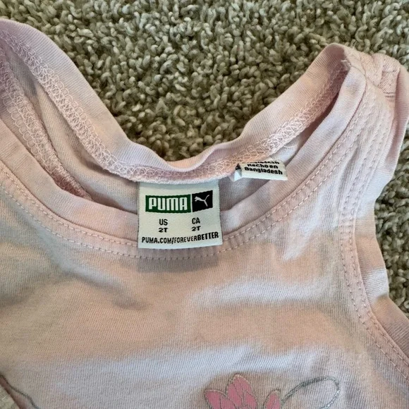 Toddler girl Puma 3-Piece Active Set tshirt, tank and short set pink size 2T - Picture 6 of 7